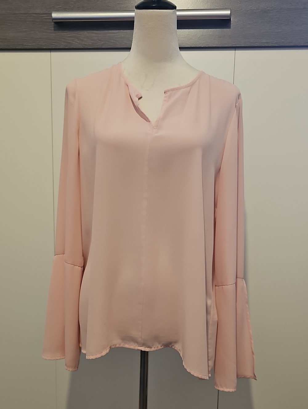 Banana Republic Light Pink Split-Neck Bell Sleeve Blouse